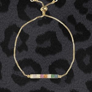 Eyecandy Los Angeles Multi colored crystal bar bracelet adjustable toggle clasp